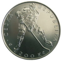 Česká mincovna 100. výročí založení Českého svazu ledního hokeje 200 Kč 2008 stříbrná mince Proof 13 g