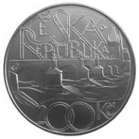 Česká mincovna 650. výročí položení základního kamene Karlova mostu 200 Kč 2007 stříbrná mince Proof 13 g