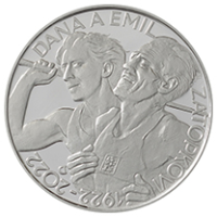 Česká mincovna 100. výročí narození Dany a Emila Zátopkových 200 Kč 2022 stříbrná mince Proof 13 g
