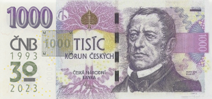 1000 Kč - Vzor 2008 s přítiskem 30. výročí České národní banky a české měny