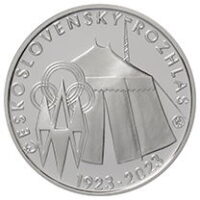 Česká mincovna 100. výročí zahájení pravidelného vysílání československého rozhlasu 200 Kč 2023 stříbrná mince Proof 13 g
