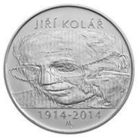 Česká mincovna 100. výročí narození Jiřího Koláře 500 Kč 2014 stříbrná mince Proof 25 g