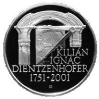 Česká mincovna 250. výročí úmrtí Kiliána Ignáce Dientzenhofera 200 Kč 2001 stříbrná mince Proof 13 g