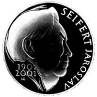 Česká mincovna 100. výročí narození Jaroslava Seiferta 200 Kč 2001 stříbrná mince Proof 13 g