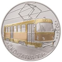 Česká mincovna „Tramvaj ČKD Tatra T3“ s dílčím pokovením 500 Kč 2024 stříbrná mince Standard 25 g