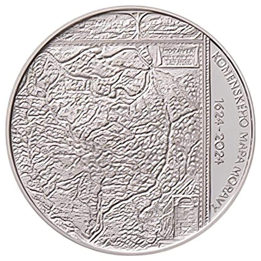 Česká mincovna 400. výročí vydání Komenského mapy Moravy 200 Kč 2024 stříbrná mince Standard 13 g